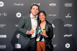 Hairol Ma '19 and Zantore Buoy '20 with their Wood Pencil awards