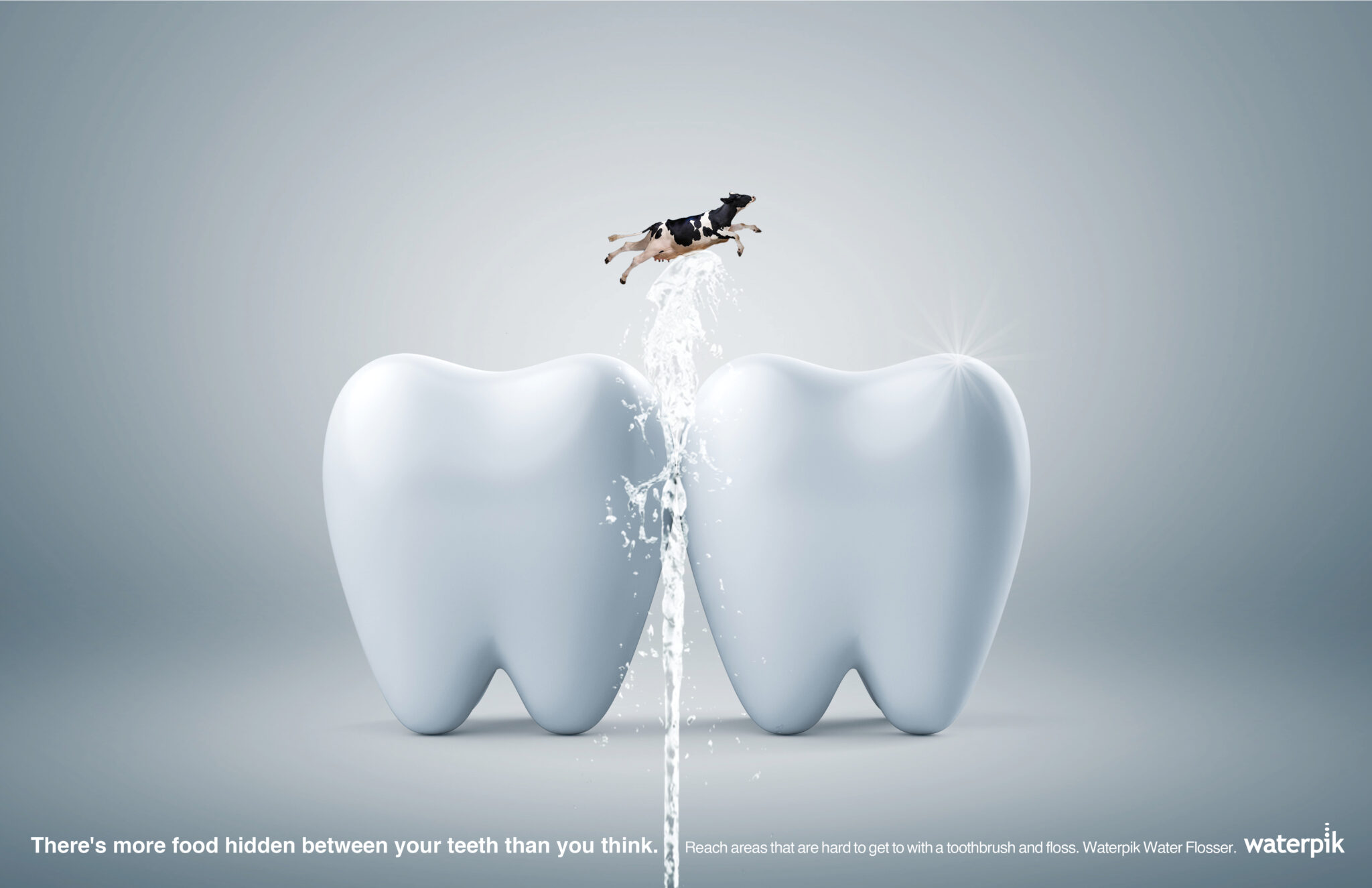 Victoria Lin’s Platinum-winning campaign “Flushed Away” for Waterpik Water Flosser displays animals getting blasted out of a giant tooth