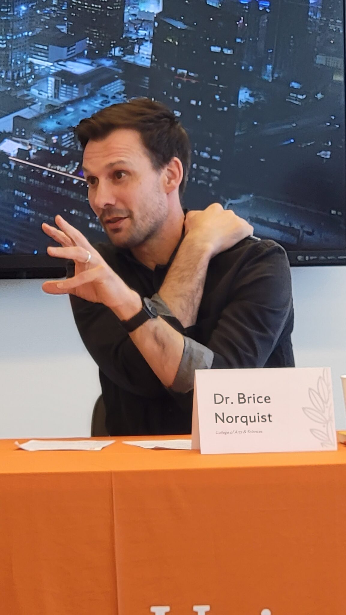 Dr. Brice Norquist talks during one of the panels at “Springboard: The Newhouse Academic Un-conference”