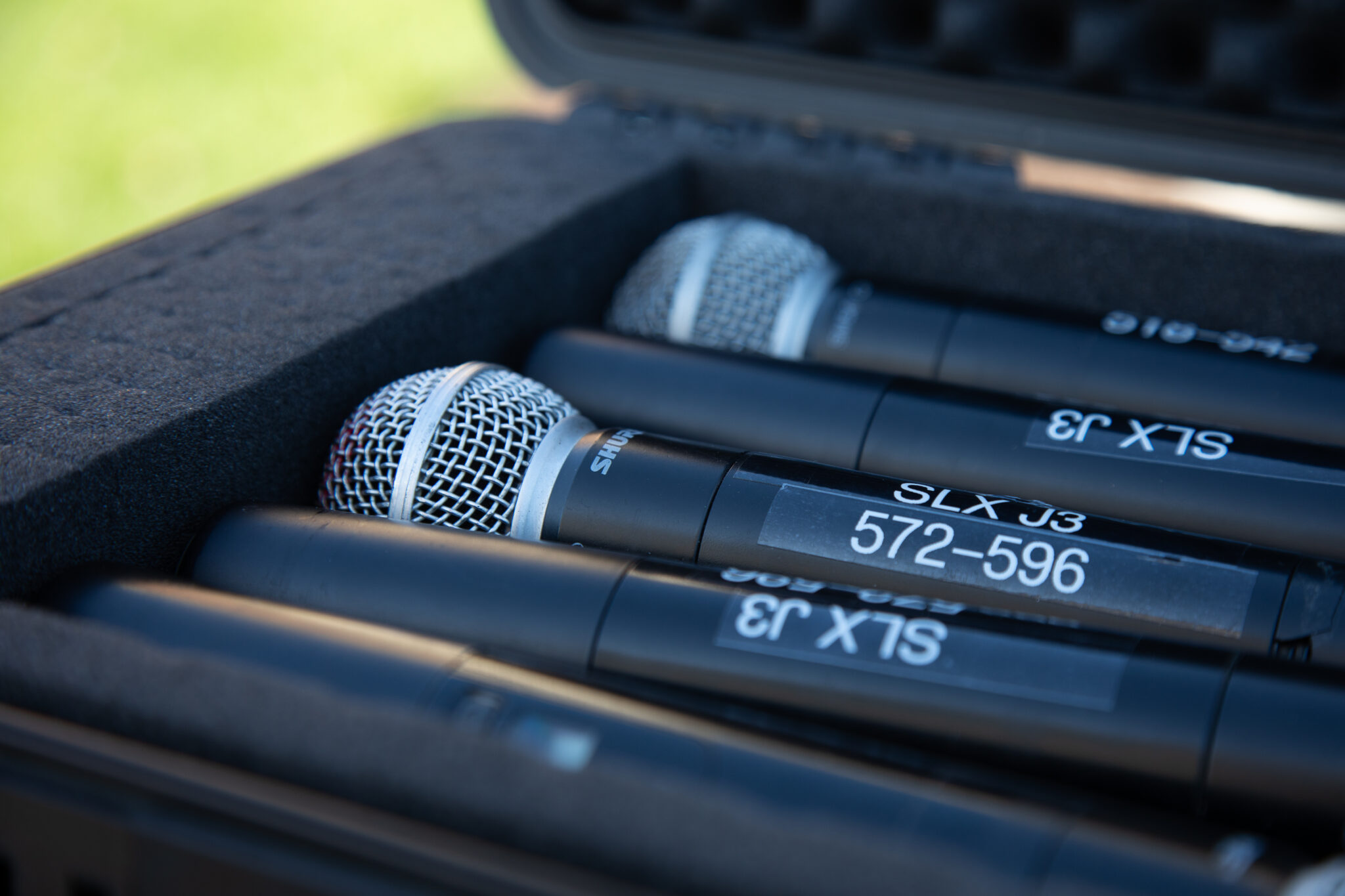 microphones lay in a case