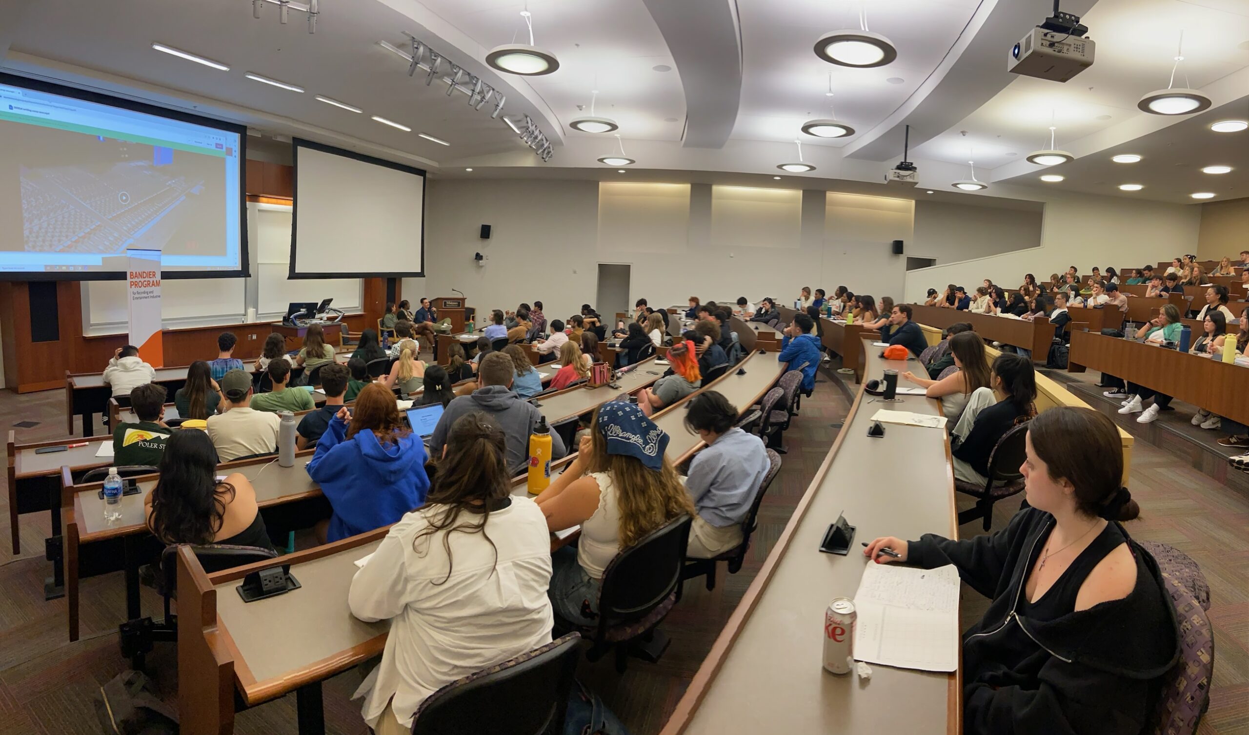 Lecture hall full of Bandier music students